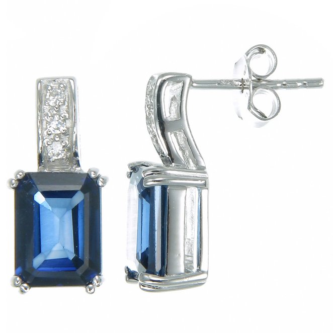 Vir Jewels Sterling Silver Created Blue Sapphire Earrings