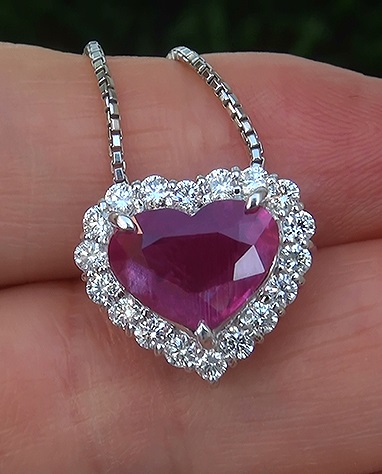 GIA 4.55 ct UNHEATED Natural VVS2 Red Ruby Diamond PLATINUM Pendant Necklace GEM