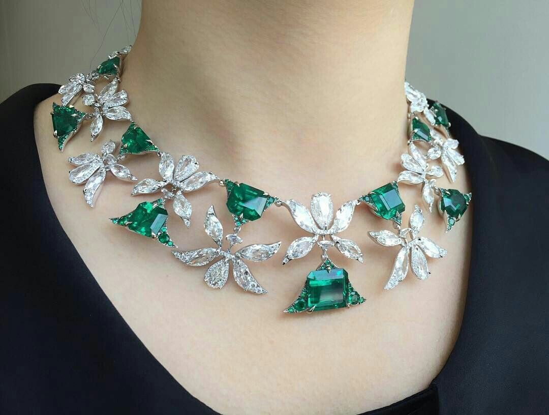 A Gorgeous Emerald and Diamond Necklace
