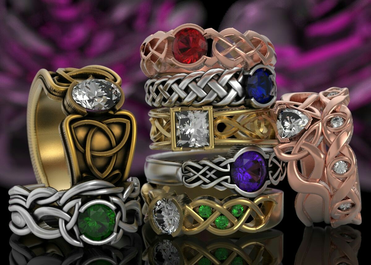 Wonderful Celtic Gemstone Ring Designs Bursting with Color