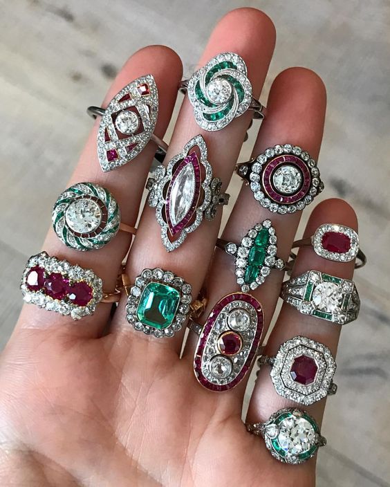 Ruby and Emerald Diamond Rings