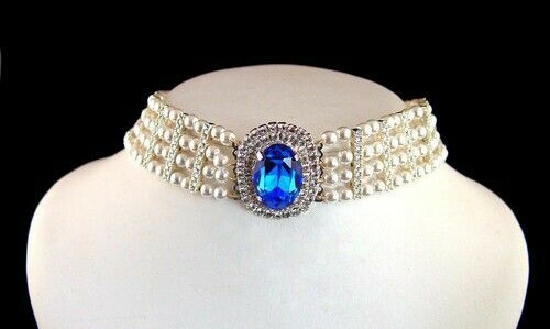 A Gorgeous Sapphire, Pearl and Diamond Choker Necklace