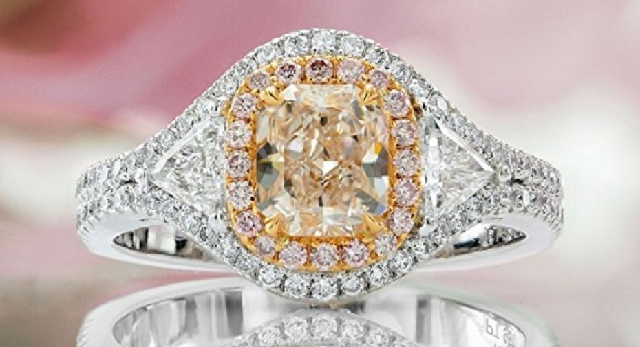 1.66Cts Pink Diamond Halo Ring Set in Platinum GIA Certified