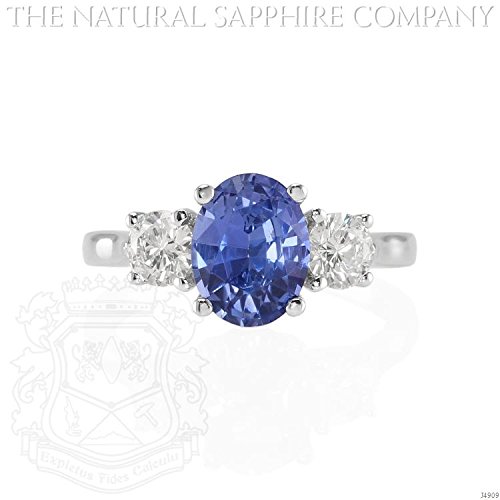 2.21ct Natural Untreated Oval Blue Sapphire set in 18k white gold with .60cts of Diamonds
