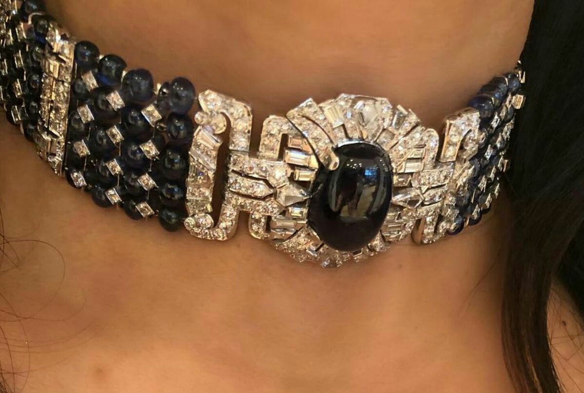Sapphire and Diamond Choker Necklace of Exquisite Design