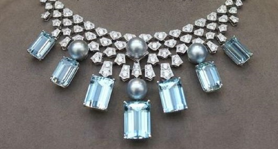 Aquamarine, Pearl and Diamond Necklace by Cartier