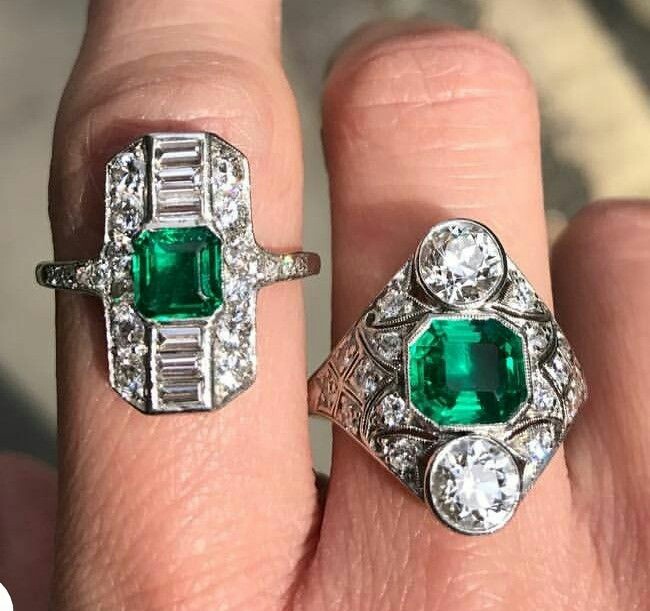  Emerald and Diamond Rings