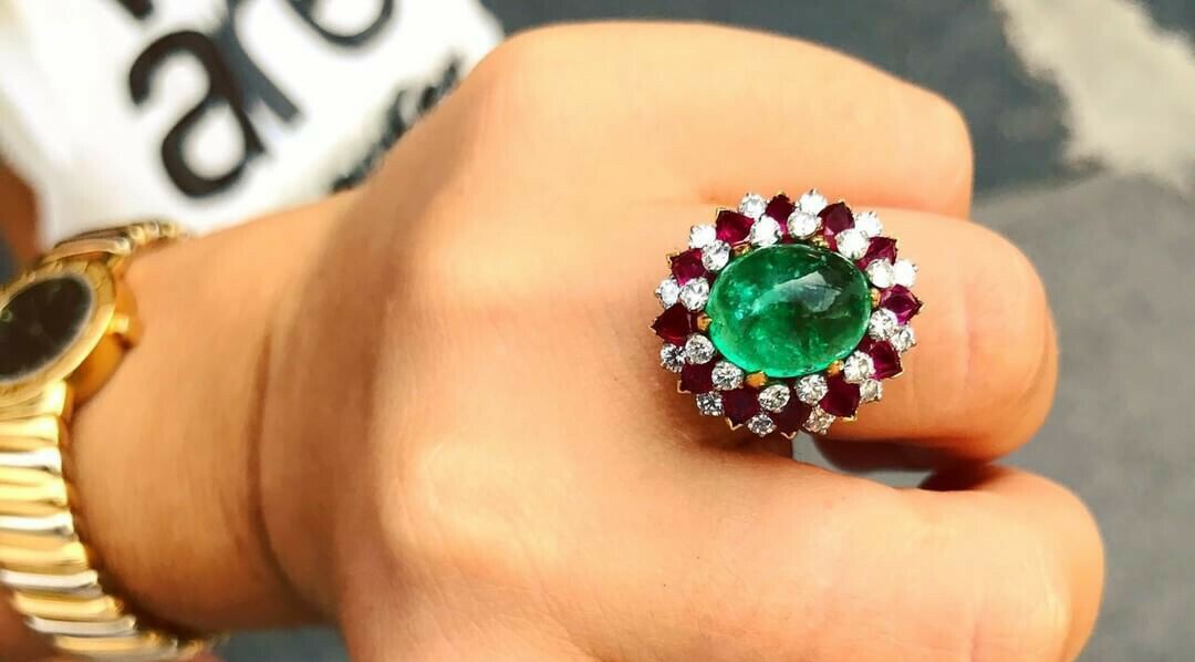 Emerald, Ruby and Diamond Ring by Bulgari