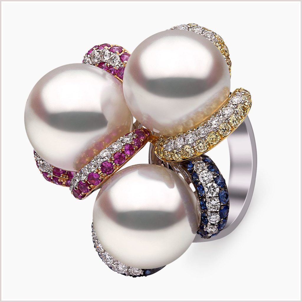 Belgravia South Sea Pearl, Sapphire and Diamond Ring in 18ct White Gold