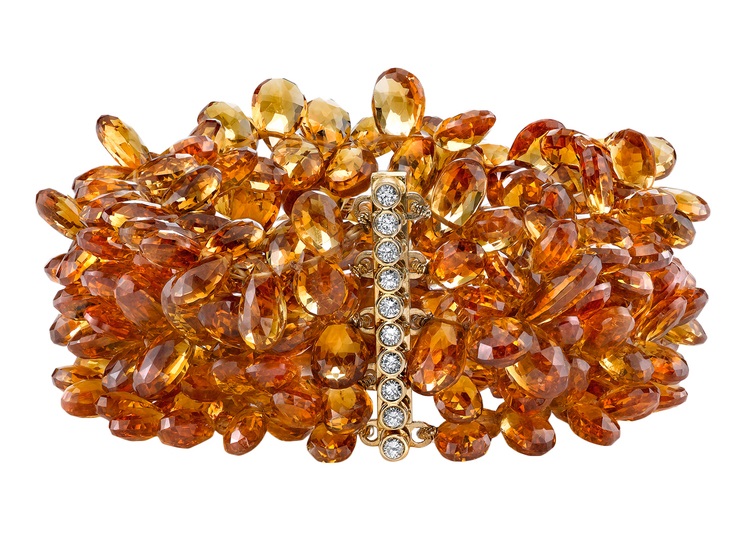 CITRINE BRACELET Citrine bracelet featuring 18K Yellow Gold clasp with .05 ctw. of Diamonds. 