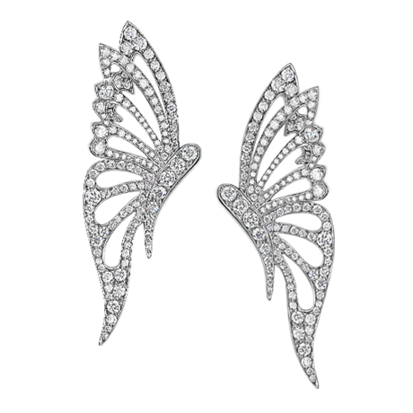 Butterfly stud earrings set with diamonds (35mm butterflies) Diamond weight 1.90ct