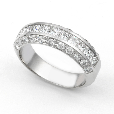 Channel and Pav set Diamond Half Eternity Ring (1 1/3 ct.) 14K White Gold