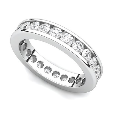 Channel Set Diamond Curved Edge Eternity Ring (1 1/2 ct.) 14K White Gold