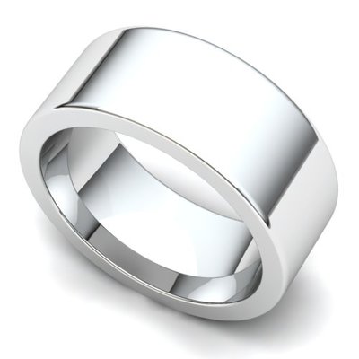 Flat Wedding Ring 8mm 14K White Gold