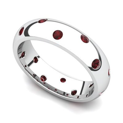 Bezel set Classic Semi Eternity Garnet Ring 5mm