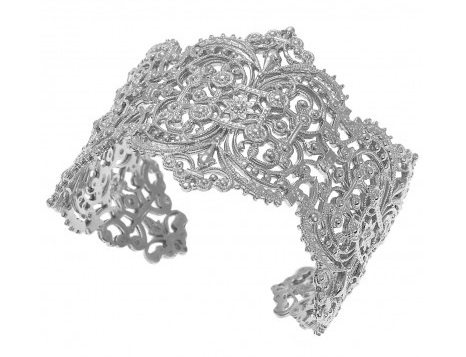 Sterling Silver, palladium plated Chantilly lace cuff