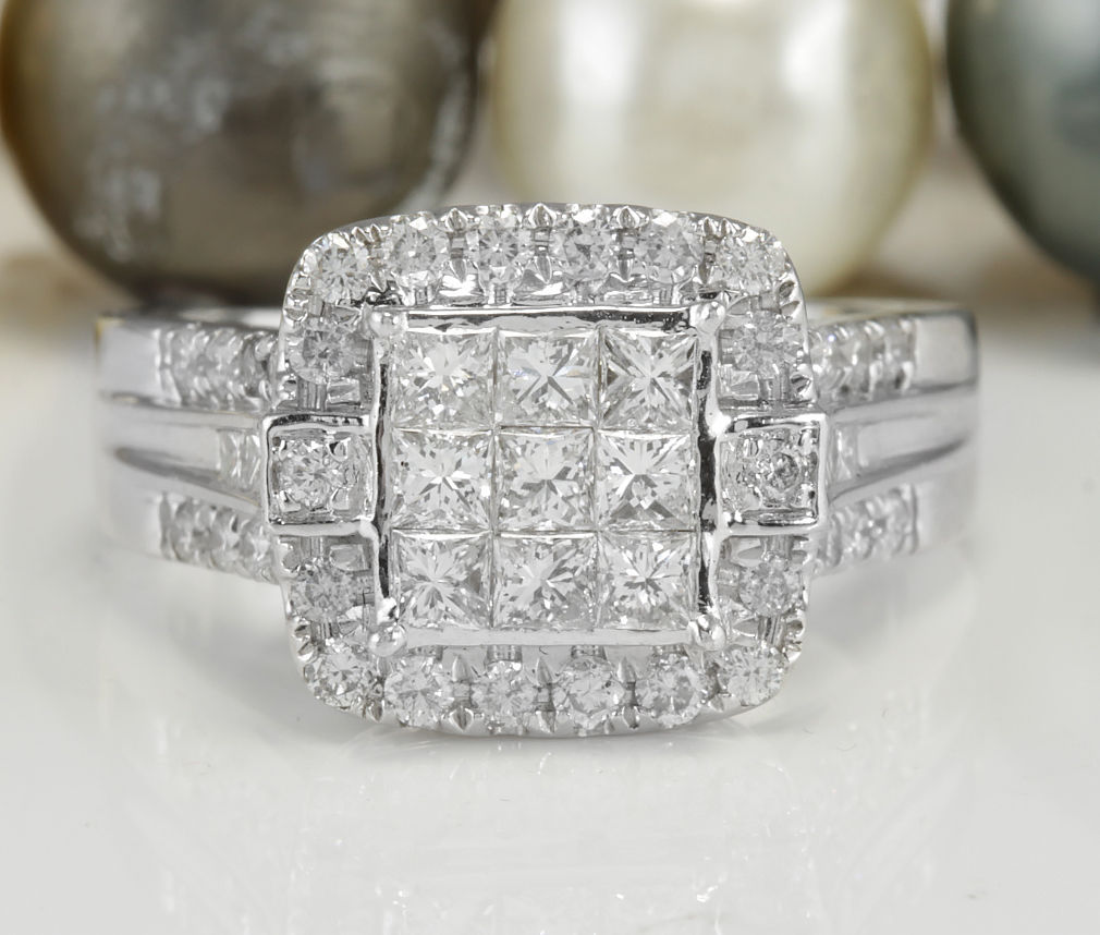 Estate 1.75CTW Natural VS2-SI2 / G-H DIAMONDS in 10K White Gold Women Ring