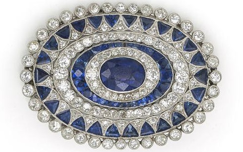 An art deco sapphire and diamond brooch, circa 1925
