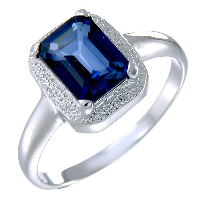 Vir Jewels Sterling Silver Created Blue Sapphire Ring