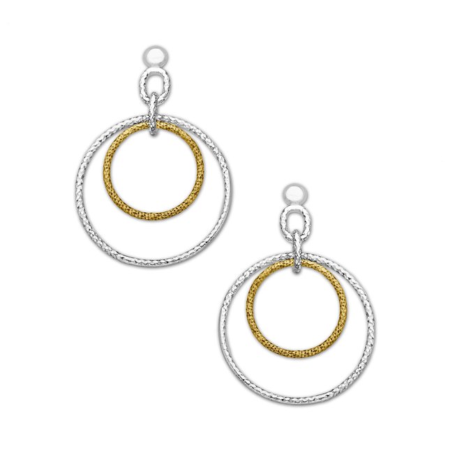 Drop Hoop Earrings in 18K Gold and Sterling Silver Plate
