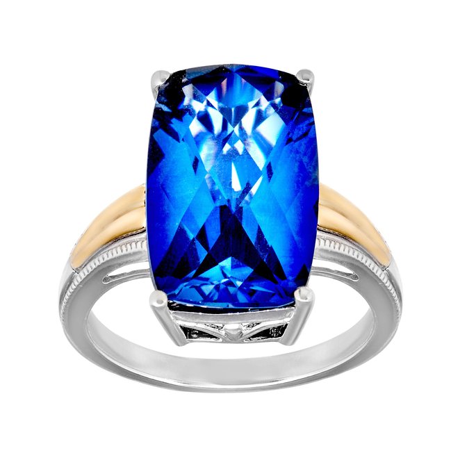 10 ct Ceylon Sapphire Ring in Sterling Silver and 14K Gold