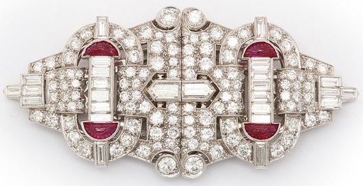 Gorgeous Diamond and Ruby Tiffany and Co. Brooch