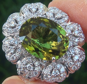 GIA 9.39 ct VVS1 Natural Chrome Green Tourmaline Diamond 18k White Gold Ring GEM PRIME Investment Grade Exotic VIVID Color Gem 