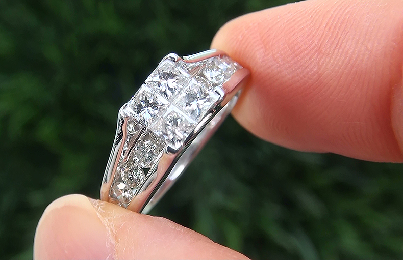 Estate 1.55 ct SI1/G Natural Diamond Engagement Wedding 14k White Gold Ring