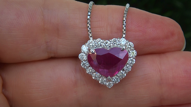 GIA 4.55 ct UNHEATED Natural VVS2 Red Ruby Diamond PLATINUM Pendant Necklace 