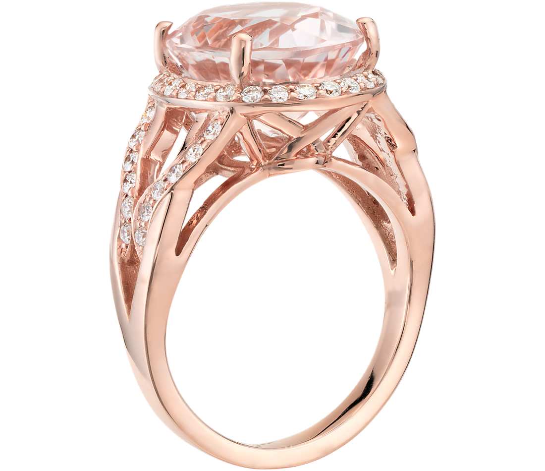 Morganite and Diamond Ring in 18k Rose Gold 