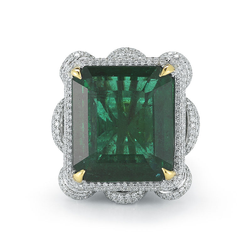 Designer Emerald and Diamond Ring. This Emerald is also GIA Certified. 