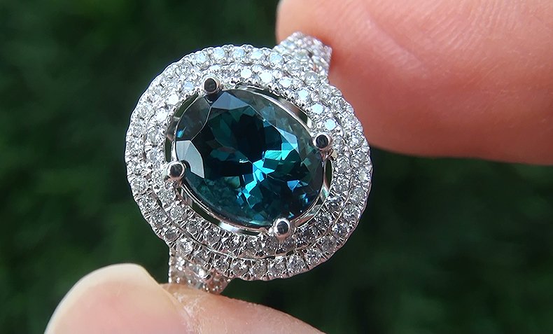 GIA Cert 2.66 ct VVS Natural BLUE Tanzanite Diamond 14k White Gold Estate Ring