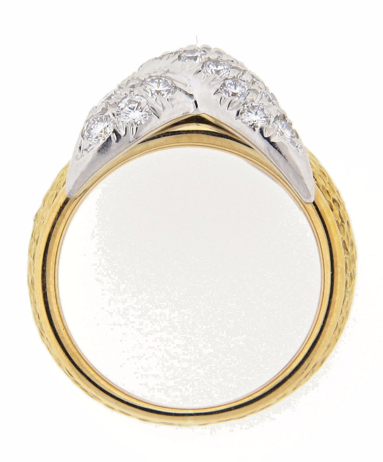 Tiffany & Co. Schlumberger "X" Pave Diamond Ring with Bark Style Shank