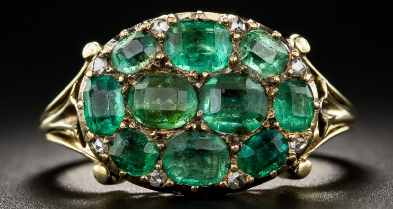 Victorian Emerald Cluster Ring