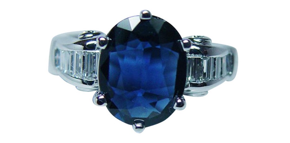 Designer JB STAR 3ct EGL Sapphire Diamond Baguette Ring 18K White Gold Estate