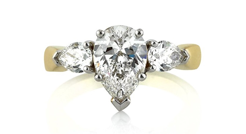 Mark Broumand 2.15ct Pear Shaped Diamond Three-Stone Engagement Ring