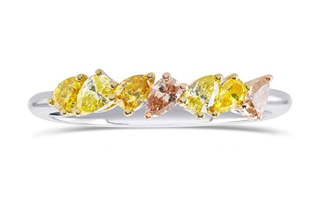 0.49Cts Mix Diamond Band Ring Set in 18K White Yellow Rose Gold 