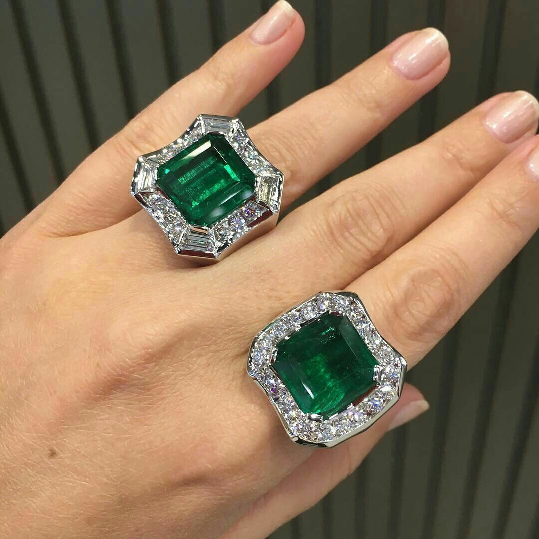 Gorgeous Emerald and Diamond Rings by Takat New York