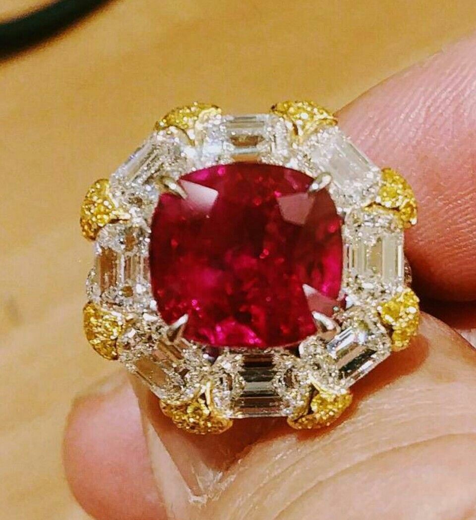 Gorgeous 5.55 Carat Burmese Mogak Ruby Ring
