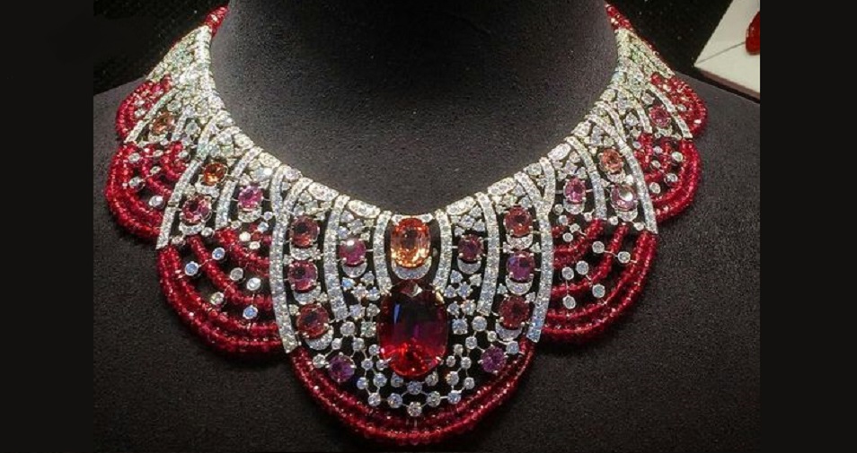 Gorgeous Ruby, Rubellite, Red and Pink Diamond Necklace by Cartier