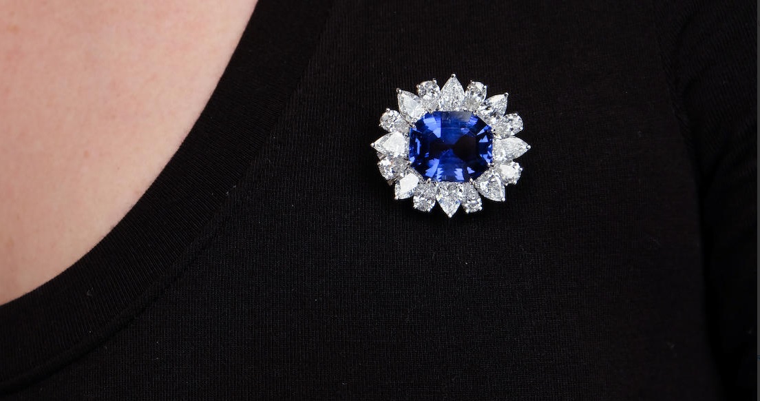 A Sapphire and Diamond Brooch