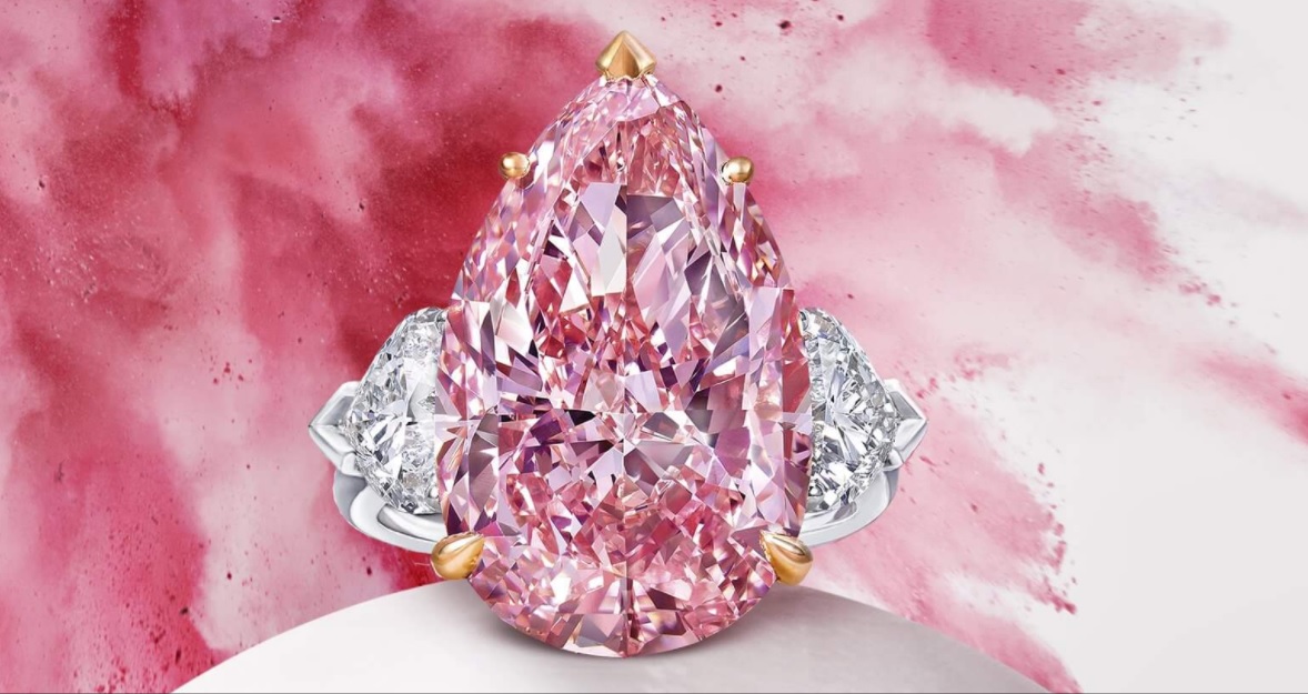 Pear Shape Pink Diamond Ring 12.02 CT FANCY VIVID PINK INTERNALLY FLAWLESS PEAR SHAPE DIAMOND