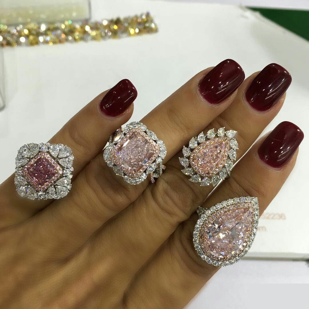 Pink and White Diamond Rings