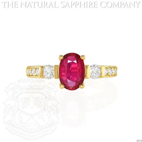 1.06ct Natural Untreated Ruby in 18k Yellow Gold setting with .43cts of diamonds