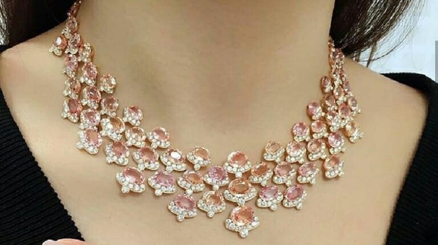 Gorgeous Kunzite and Diamond Necklace