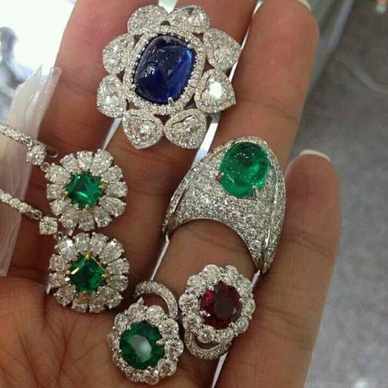Emerald, Ruby, Sapphire and Diamond Rings