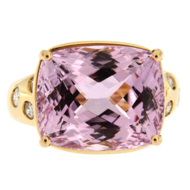 Jona Kunzite Diamond 18 Karat Yellow Gold Ring $10,778.24
