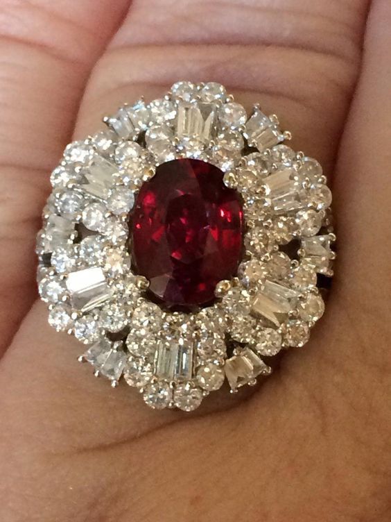Red Ruby Diamond Ring 