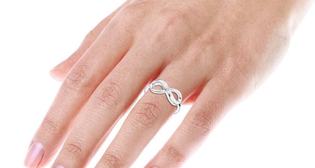 Luxurman Love Quotes: Sterling Silver Infinity Diamond Ring 