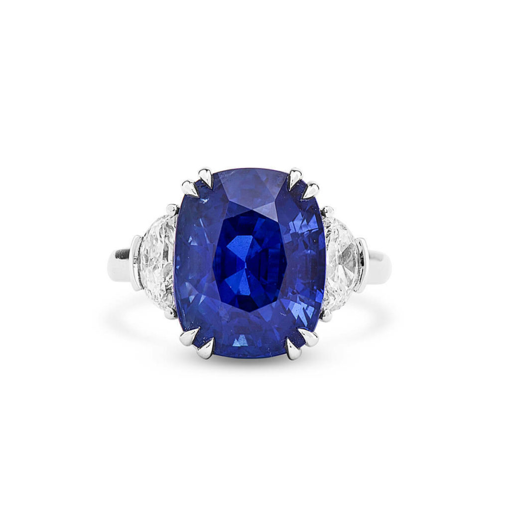Certified Unheated Natural Vivid Blue Sapphire Ring 10.04 Ct Real 18K White Gold